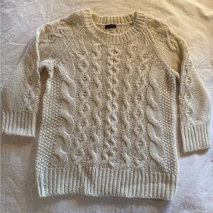 J. Crew Cable Knit Wool Sweater Ivory XS